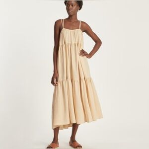 Everlane The Billow Tiered Maxi Dress Size Orange Plaid Yellow Women’s Medium